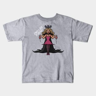 Fancy A Bite To Drink? Vampire Girl and Her Bat Bestie Digital Illustration Kids T-Shirt